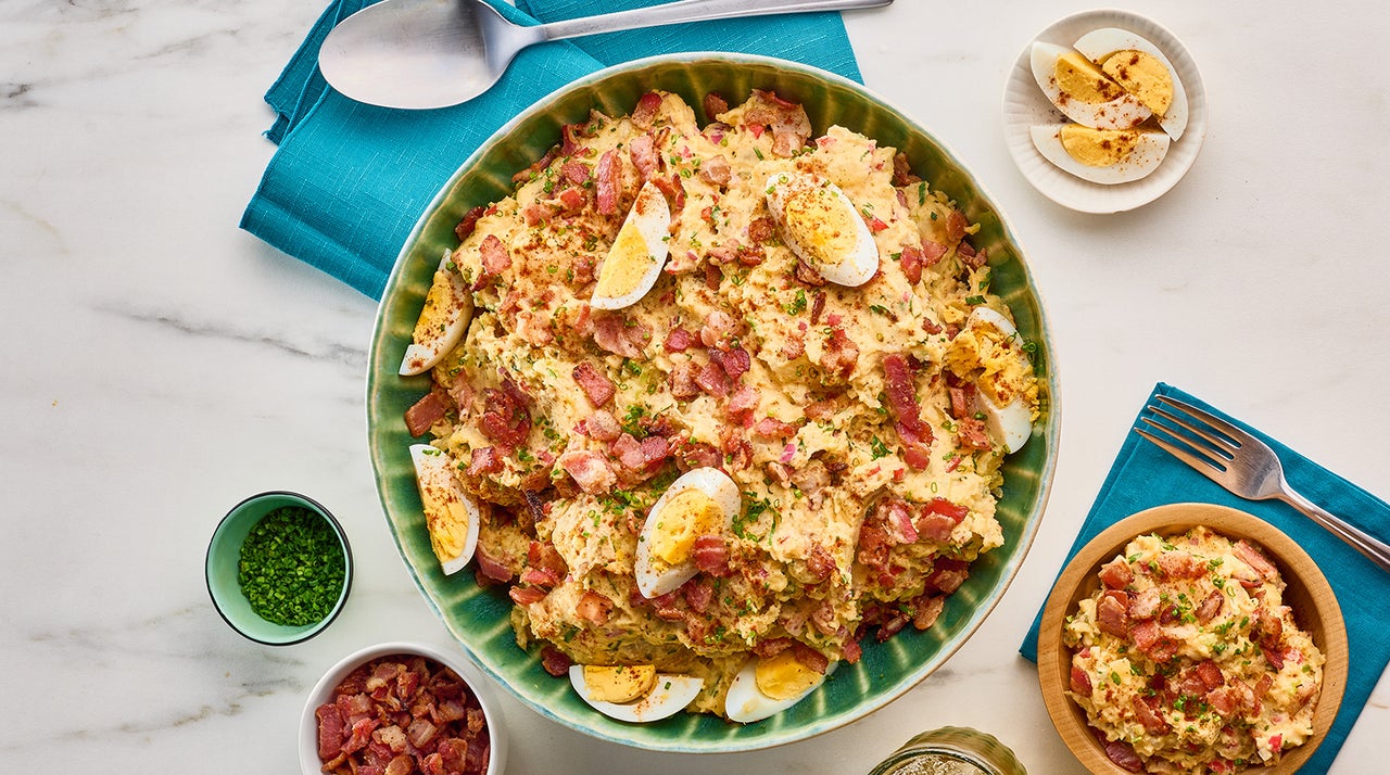 Deviled Egg Potato Salad with Bacon
