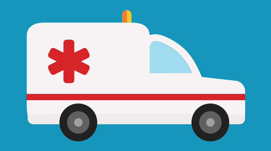illustration of an ambulance against a light blue background