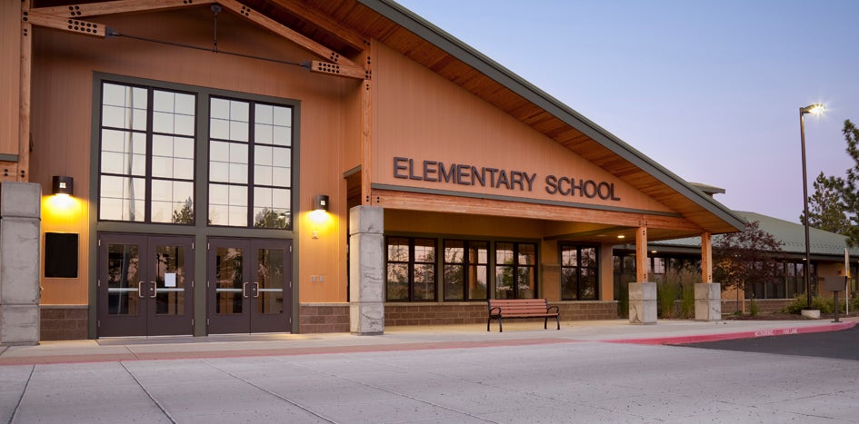 The front of an elementary school building