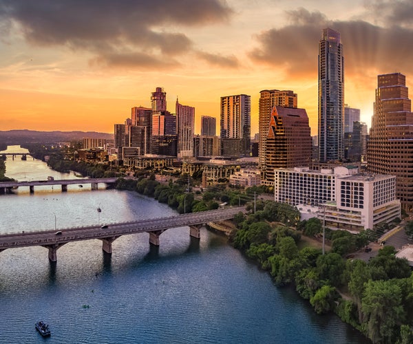 downtown Austin Texas at sunset