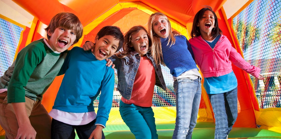 Kids in a bounce house