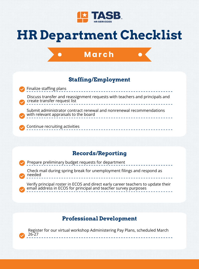 HR Checklist for March 2025