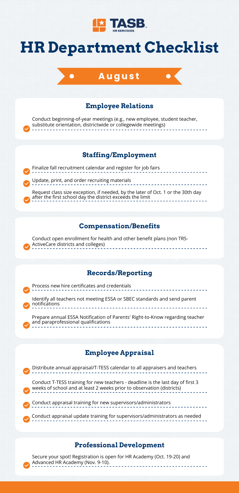 Infographic: HR Department Checklist for August