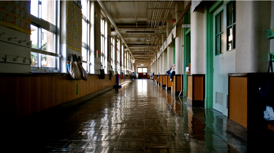 photo of an empty school hallway