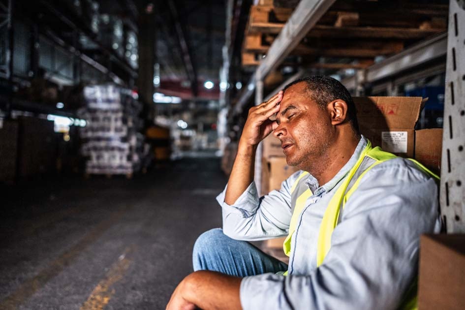 Warehouse worker with heat stress