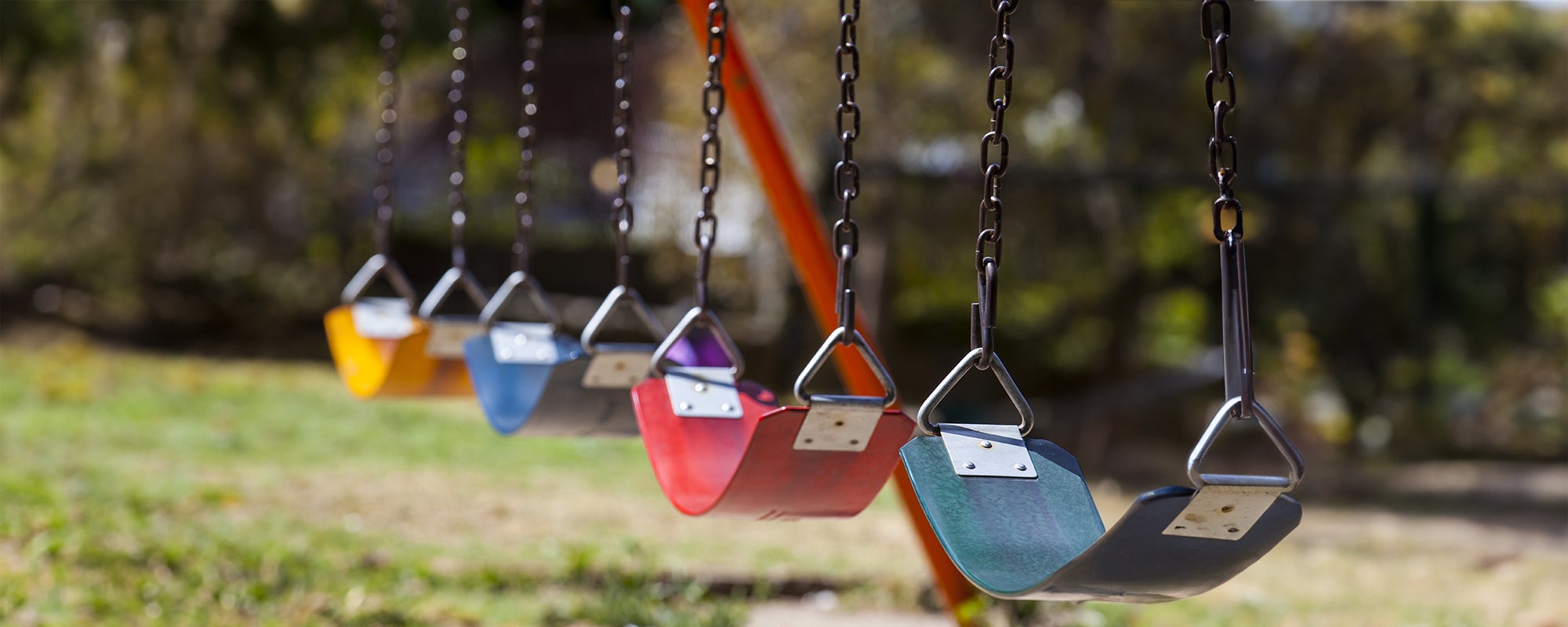 A group of swings in a park