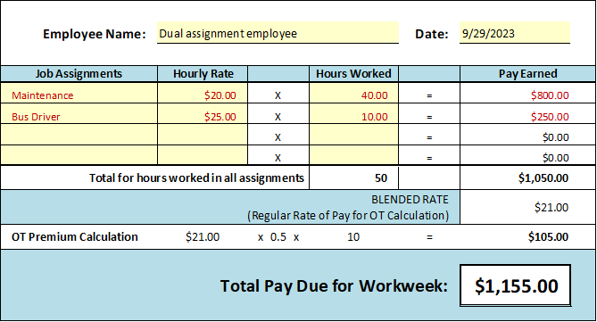 Blended Rate Calculation Worksheet sample
