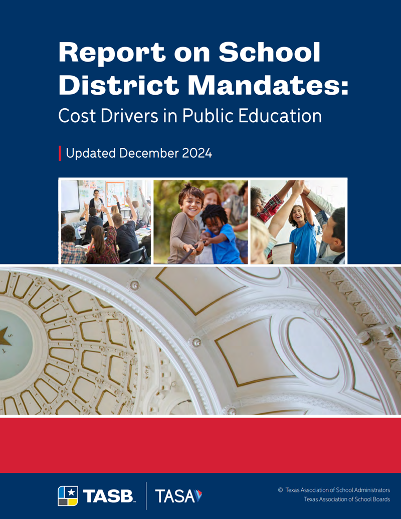 Cover of the Report on School District Mandates: Cost Drivers in Public Education. Updated December 2024.