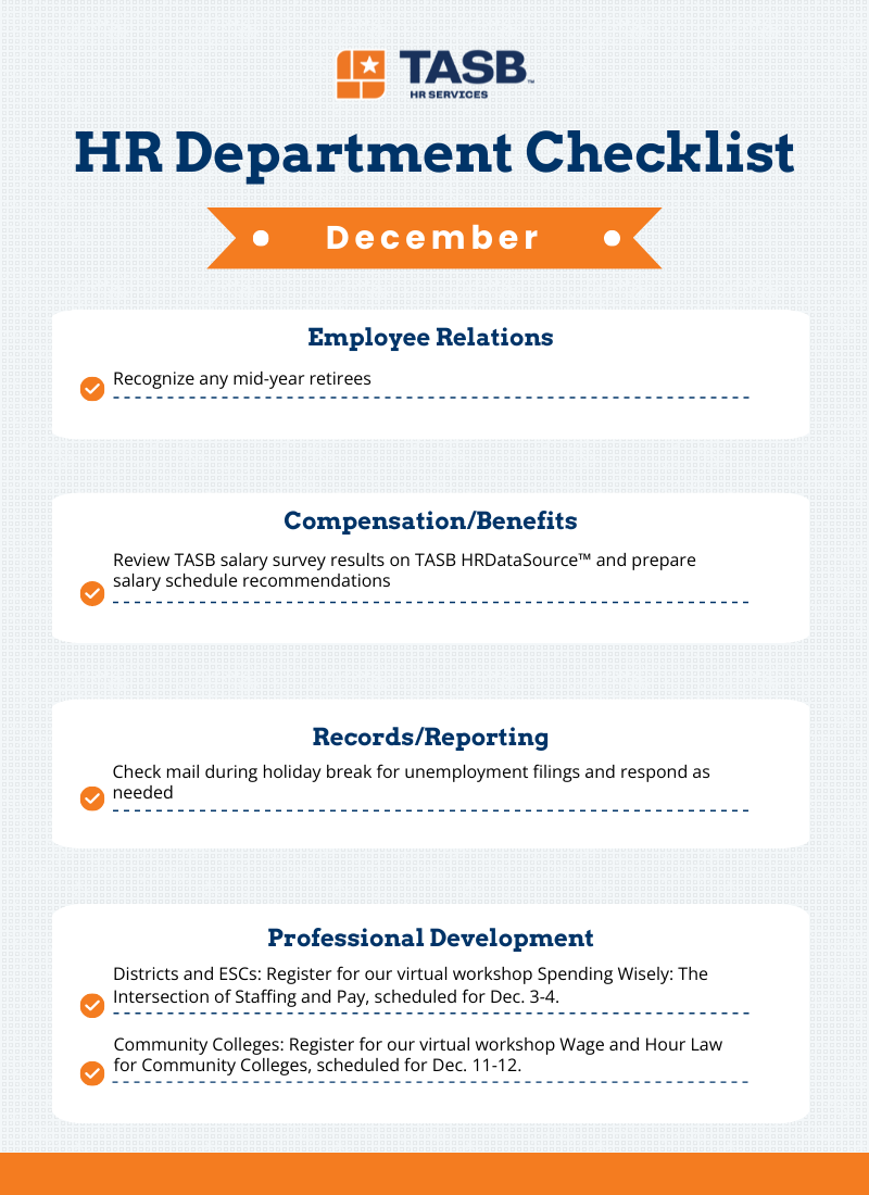 HR Department Checklist for December Infographic