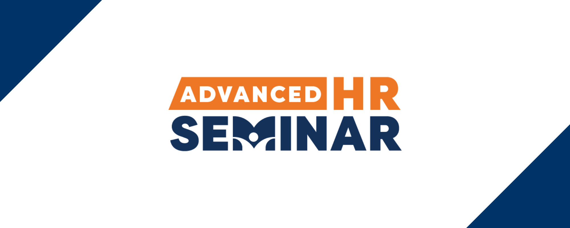 Orange and blue Advanced HR Seminar logo