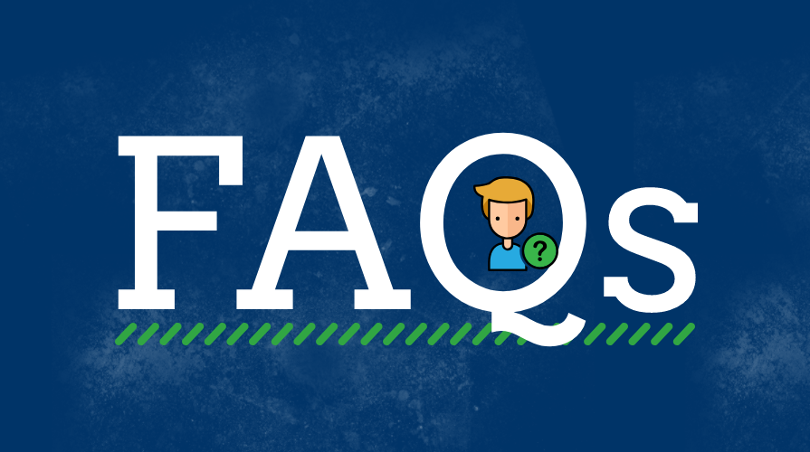 Illustration of FAQs on blue background