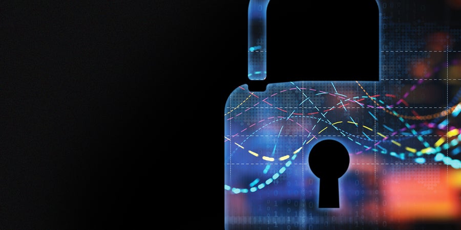 Cybersecurity digital padlock