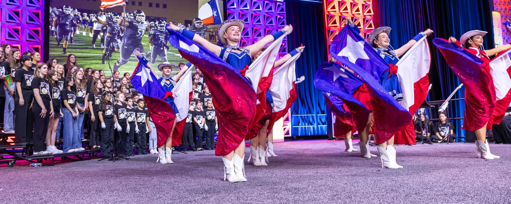 Tomball ISD students perform during the first general session at txEDCON24 in San Antonio