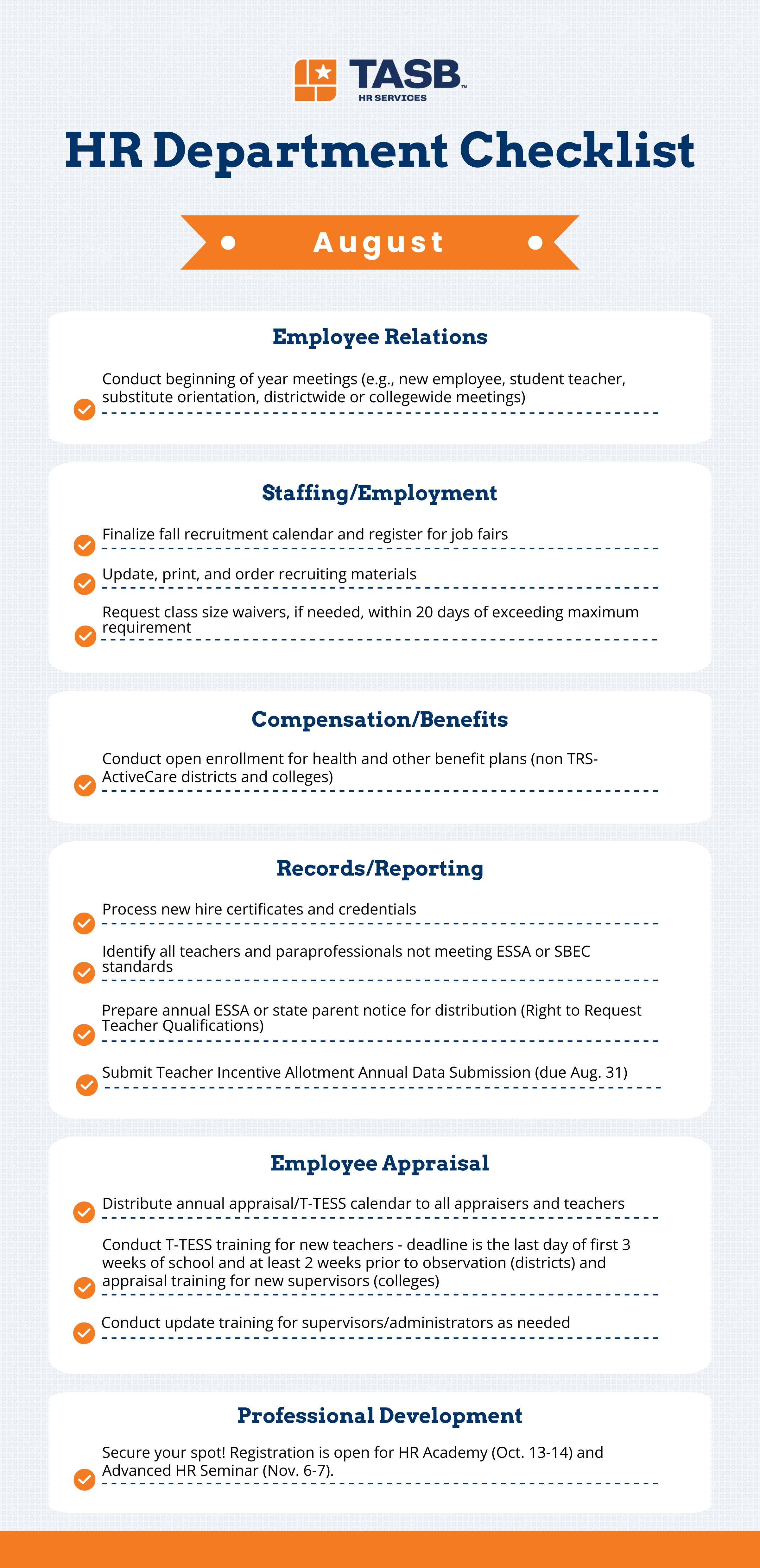 Infographic: HR Department Checklist for August
