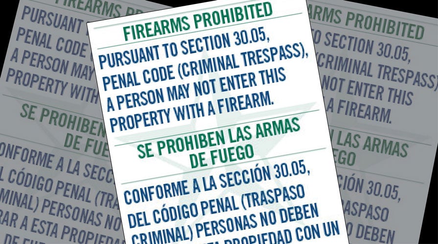 A sign displaying the text Firearms Prohibited 