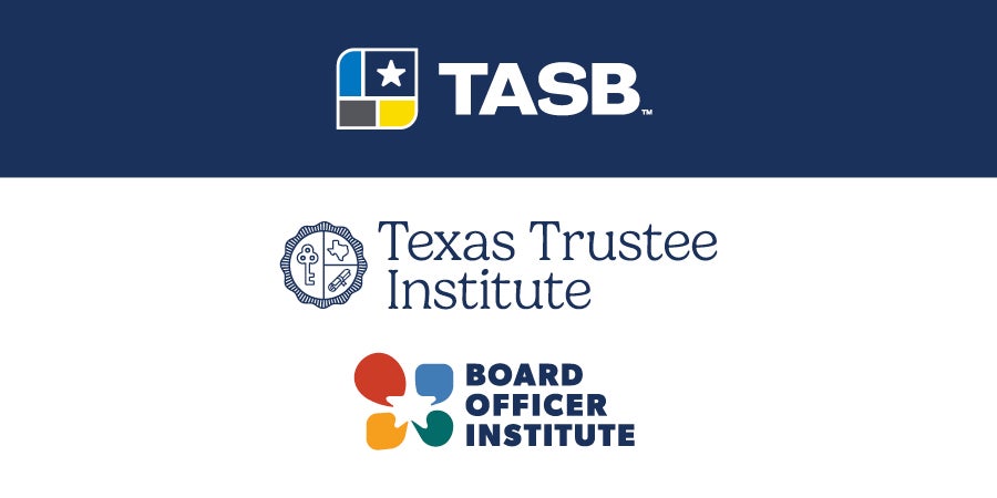 TASB, Texas Trustee Institute, and Board Officer Institute logos