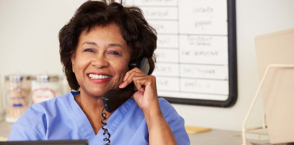 Nurse talking on phone