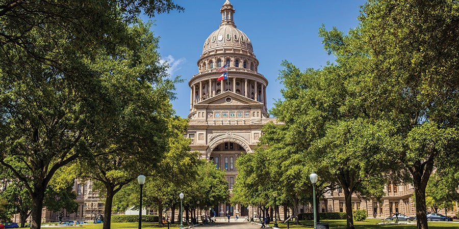 Texas state capitol on bright day