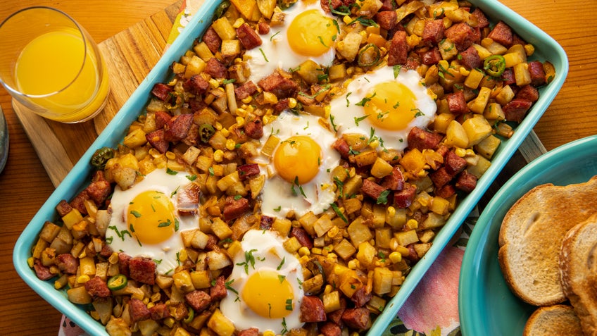 Desayuno Hash Con Salchicha Polaca