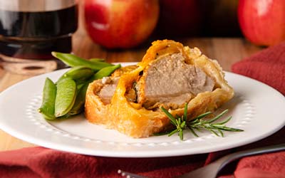 Pastry Wrapped Pork Loin with Apples & Gorgonzola