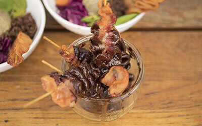 Chocolate Dipped Thick-Cut Bacon Skewers