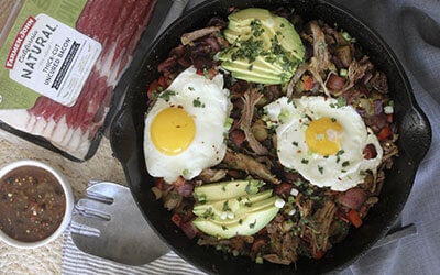 Slow Cooker Pulled Pork and All-Natural Bacon Hash