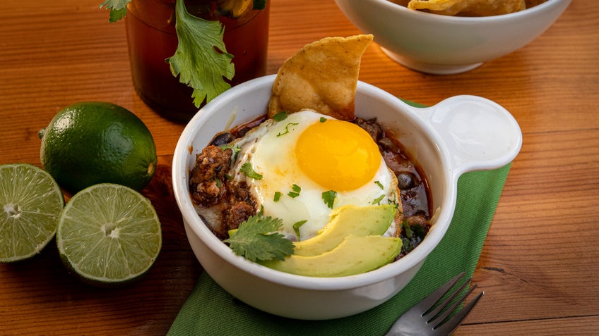 Mexican Baked Eggs with Crumbled Sausage