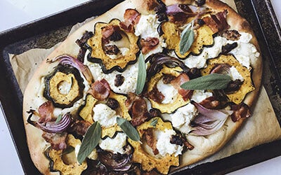 All-Natural Bacon And Sausage, Roasted Squash Flatbread