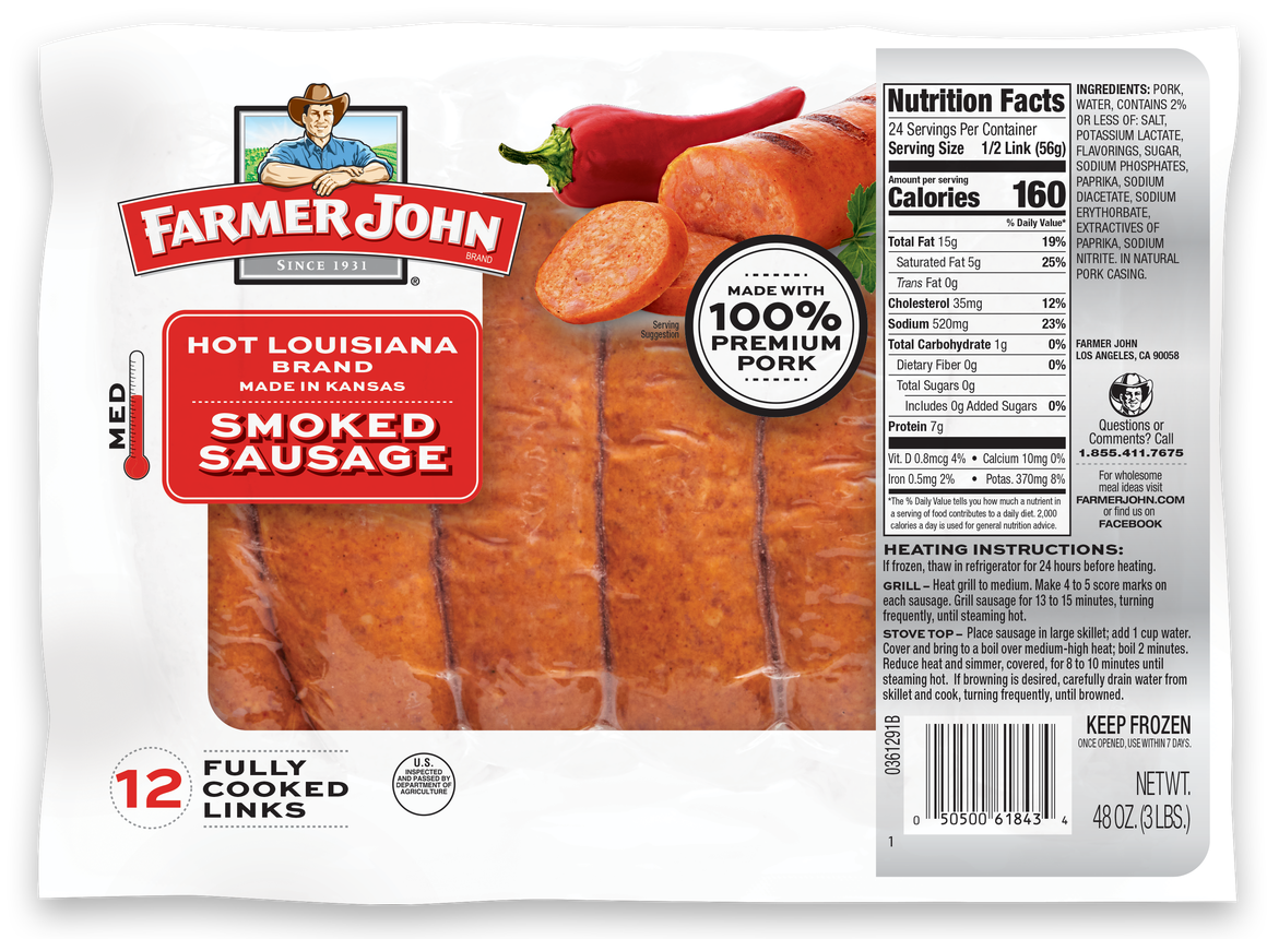 Salchichas Ahumadas Picantes Estilo Louisiana 3lb.