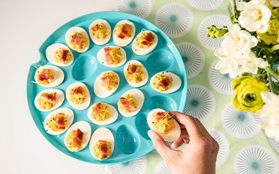 Spicy Deviled Eggs with Bacon
