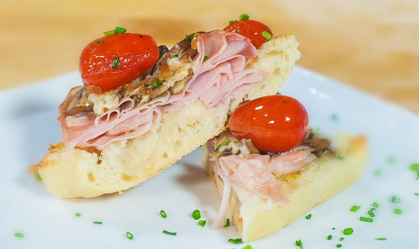 Ham and Mushroom Bruschetta