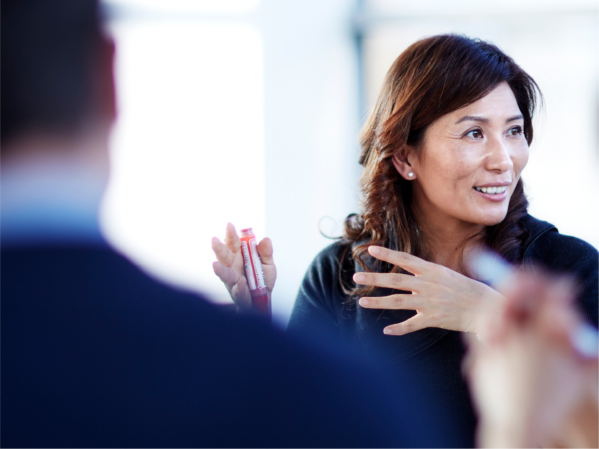 Woman in conversation