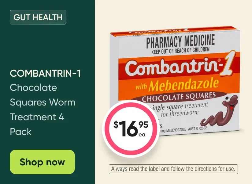 Combantrin-1 Chocolate Squares Worm Treatment 4 Pack - 16.95