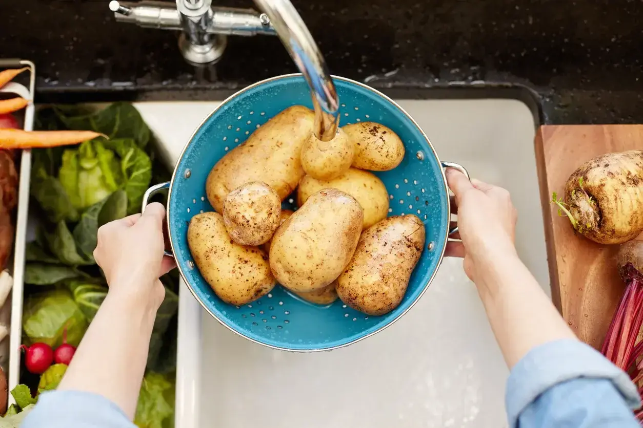 Potatoes Being Washed