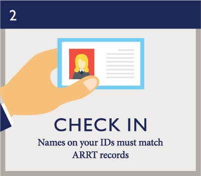 Exam Day 2: Check In (names on your IDs must match ARRT records)