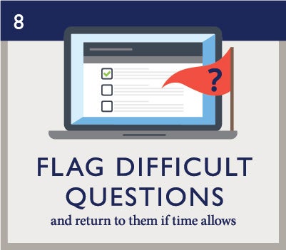 Infographic for exam day, step 8: Flag difficult questions and return to them if time allows