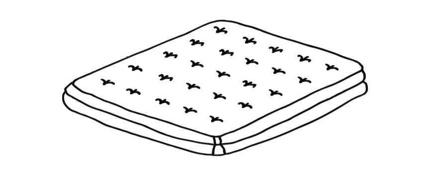 A simple black-and-white drawing of a mattress.
