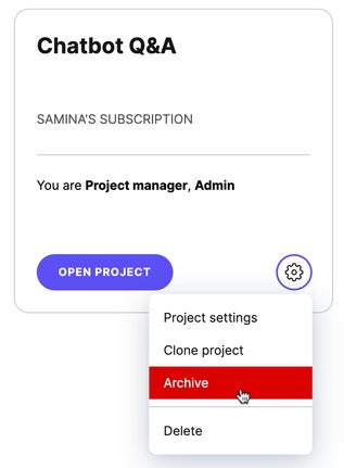 Archiving a project