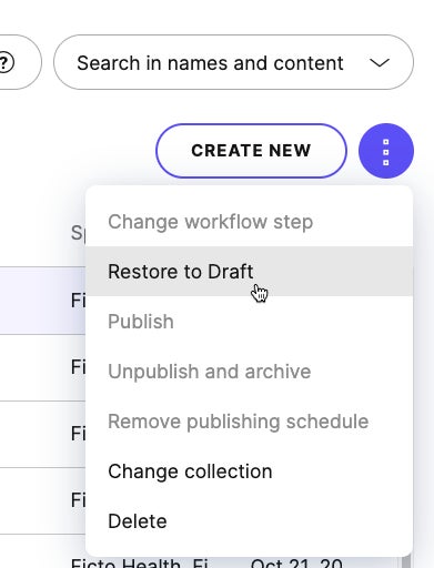 How to restore multiple archived items 