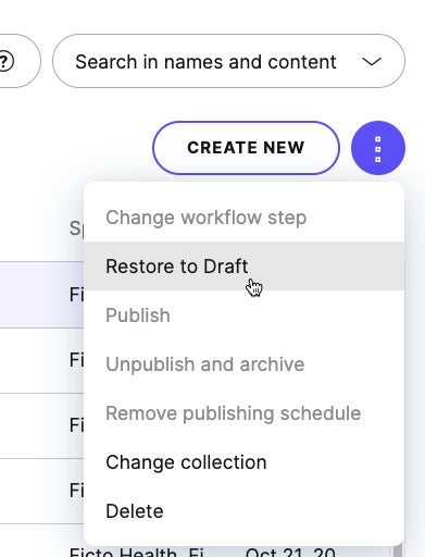 How to restore multiple archived items