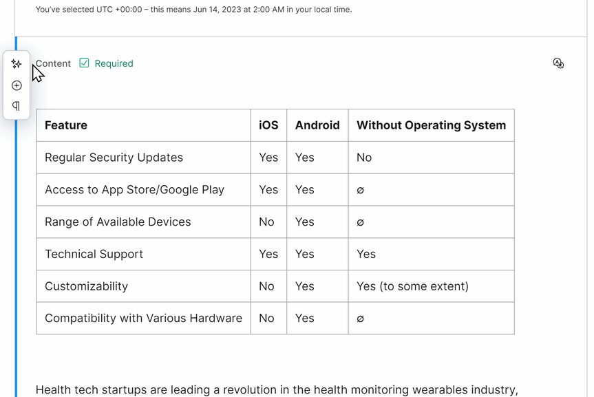 Sort an existing table based on user's instructions.