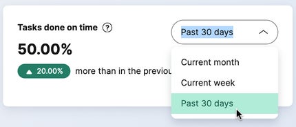 The tasks done on the time widget's dropdown menu show the list of different periods to select and compare with the previous period.