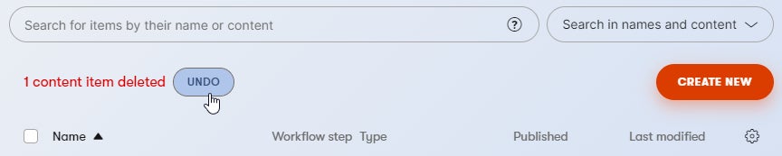 Location of the Undo button.
