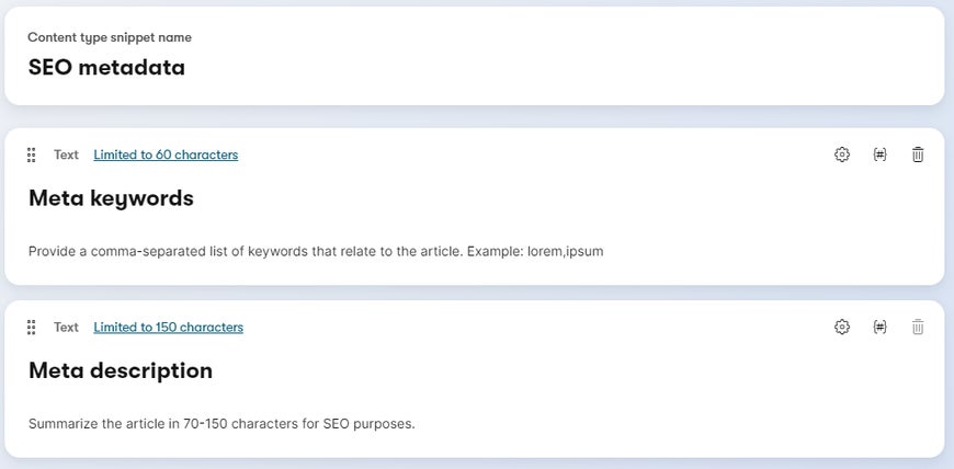 Example content type snippet with SEO metadata