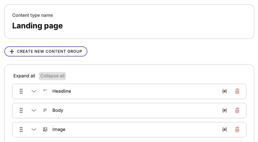 Landing page content type