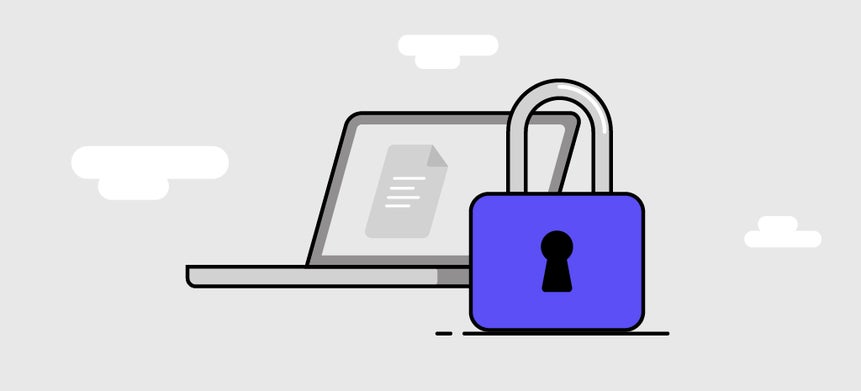 A computer with a lock over it, symbolizing a vendor lock-in.