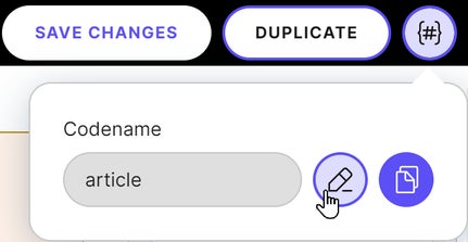 Changing content type codename