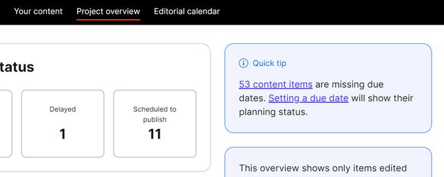 Finding content items without due dates.