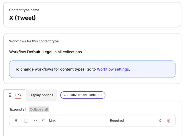 Content type defining a X (Tweet)