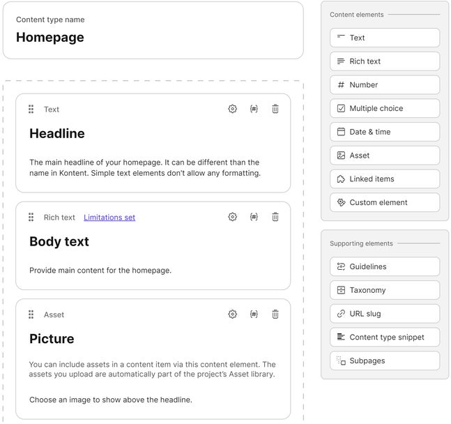 The Homepage content type for Hello World